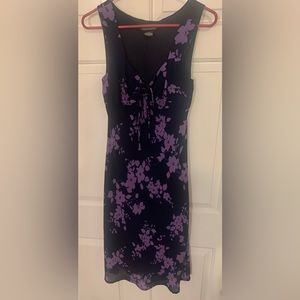 Womens Jonathan Martain Purple & Black Floral Print Dress Polyester Size 9